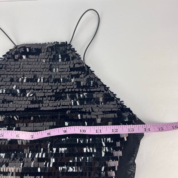 NEW NASTY GAL Vegas Baby Black Sequin Bodycon Mini Dress Sheer Sides XS - Picture 13 of 13